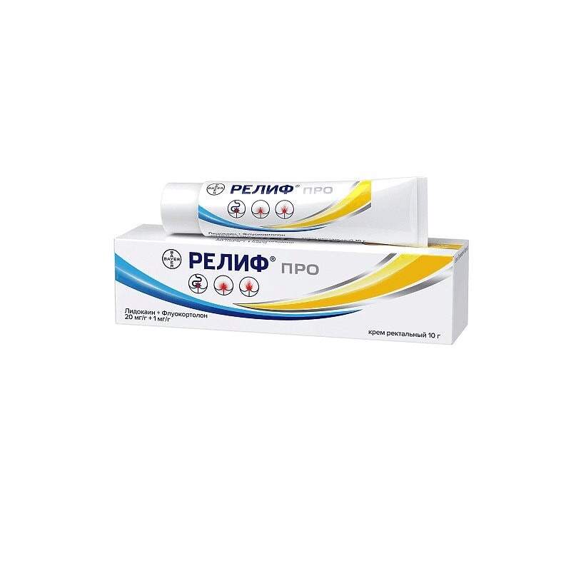 Релиф Про 20 мг/г+1 мг/г крем ректальный 10 г