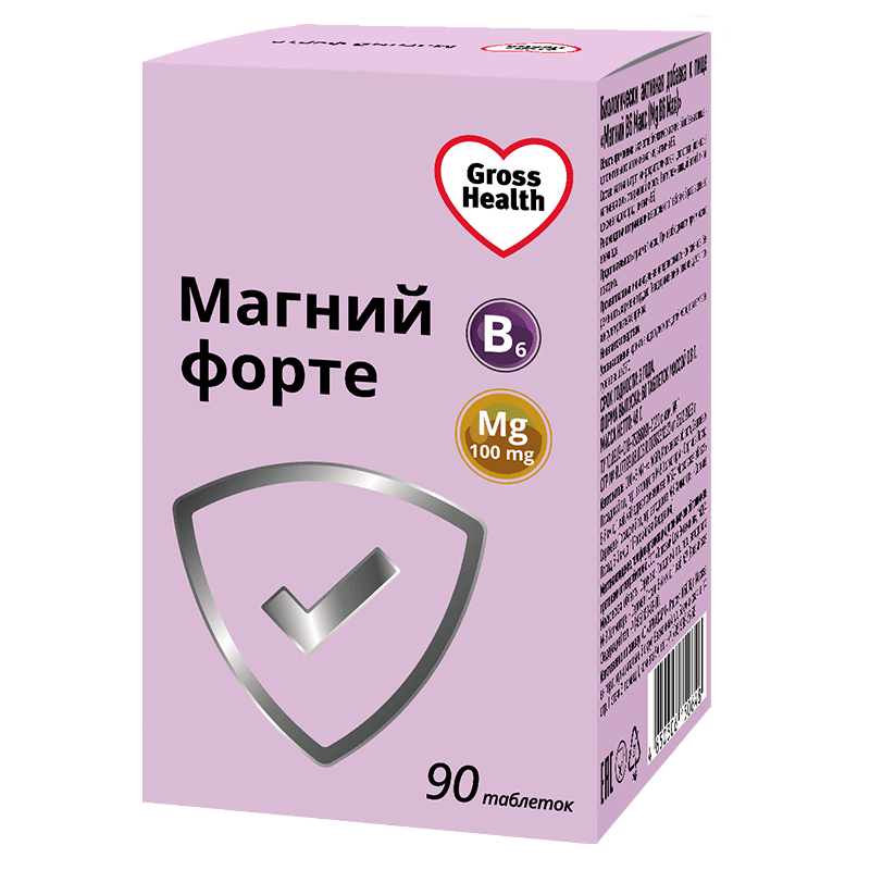 Gross Health Магний В6 Форте Макс 100 мг таблетки 90 шт