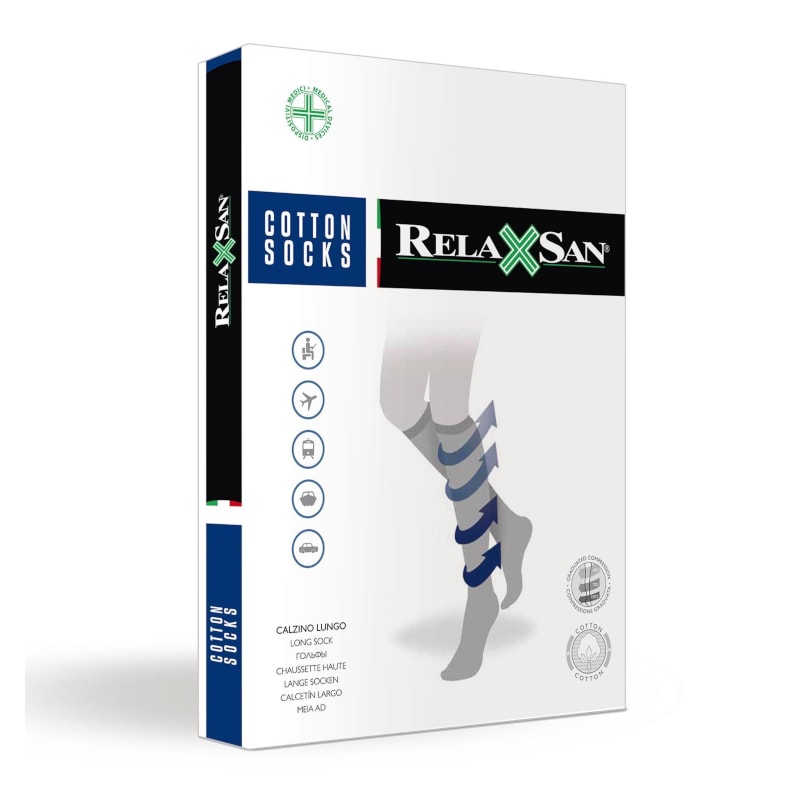 Relaxsan Гольфы компрессионные с хлопком мужские Cotton Socks 1 класс компресии 140 den размер 4 Черные