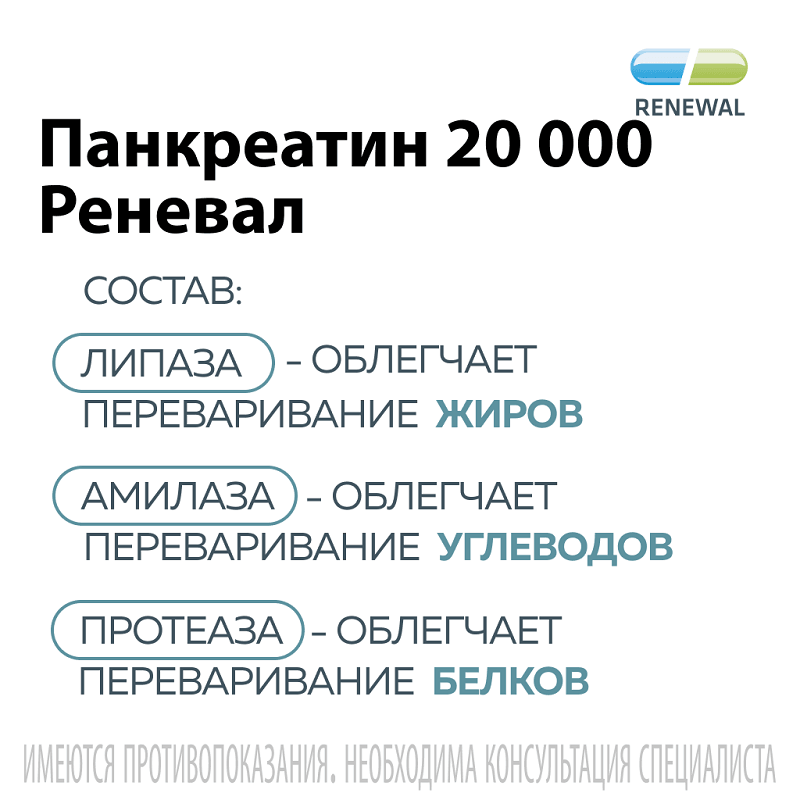 Панкреатин Реневал 20000 ЕД таблетки 60 шт