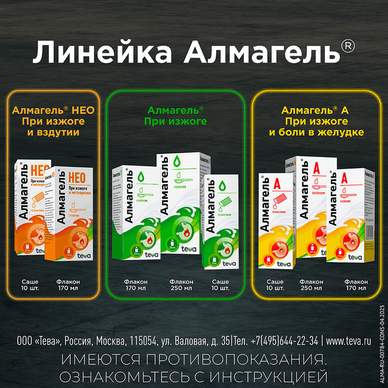 Алмагель суспензия для приема внутрь 170 мл