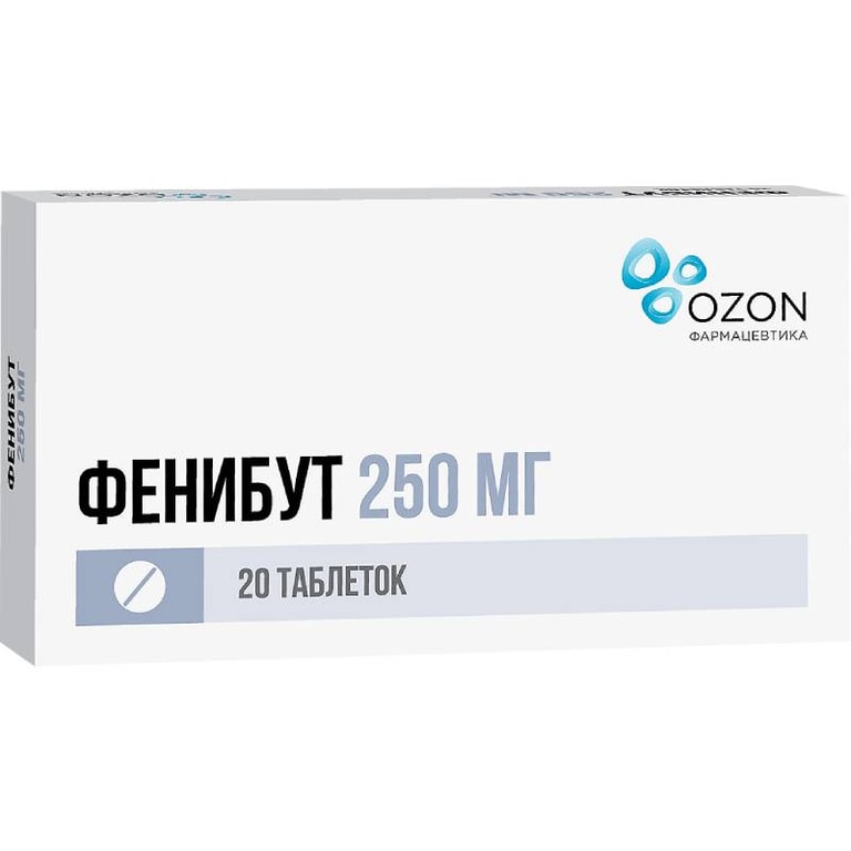 Фенибут 250 мг таблетки 20 шт