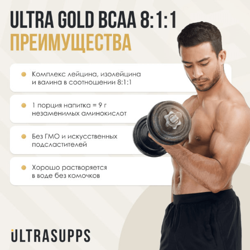Ultrasupps BCAA 8:1:1 Комплекс аминокислот порошок Фруктовый пунш 300 г