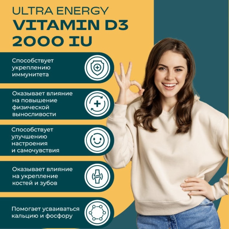 Uesupps Ultra Energy Витамин Д3 2000 МЕ капсулы 120 шт