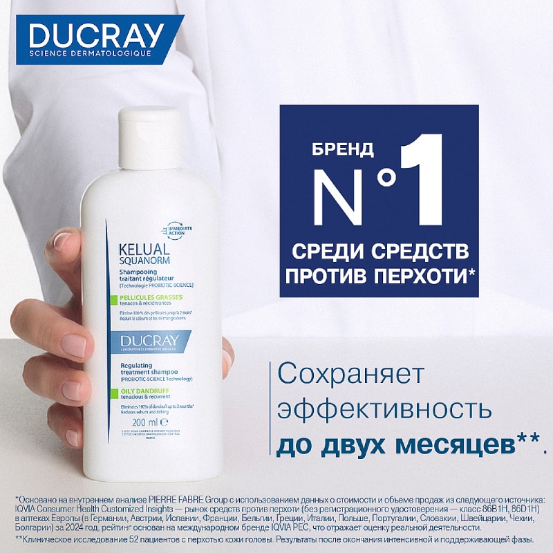 Ducray Kelual Squanorm Шампунь от жирной перхоти 200 мл