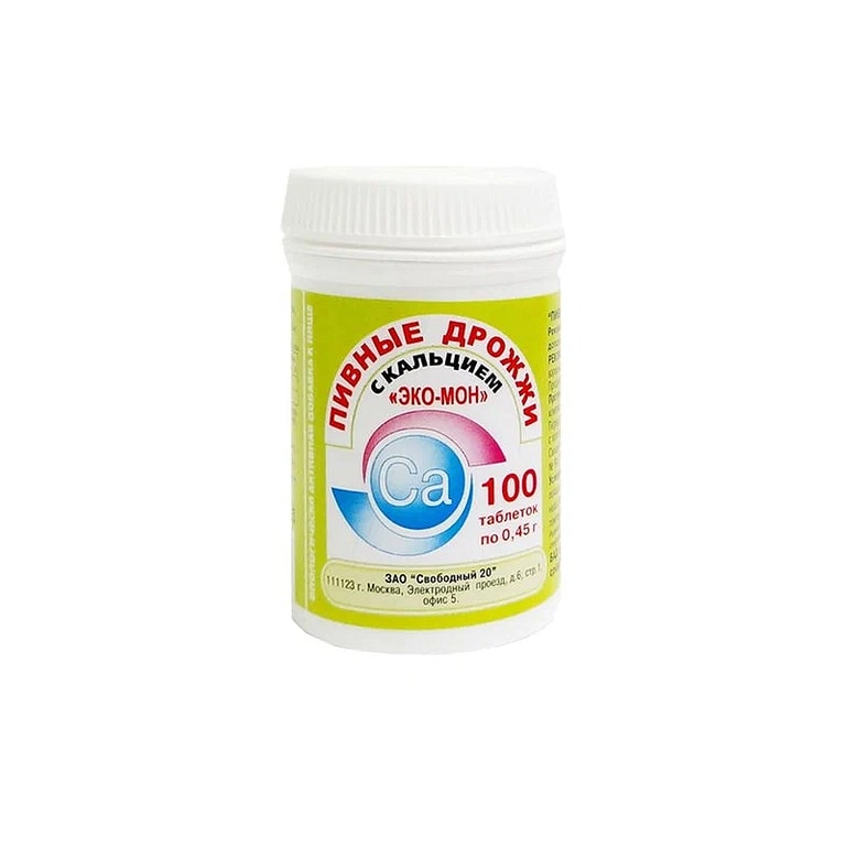 Эко-Мон Дрожжи пивные с кальцием таблетки 100 шт