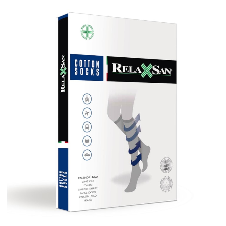Relaxsan Гольфы компрессионные с хлопком мужские Cotton Socks 2 класс компресии размер 6 Черные