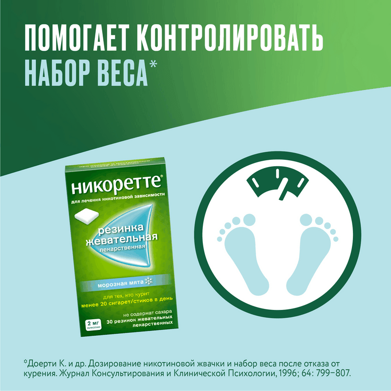 Никоретте 2 мг резинка жевательная лекарственная Морозная мята 30 шт