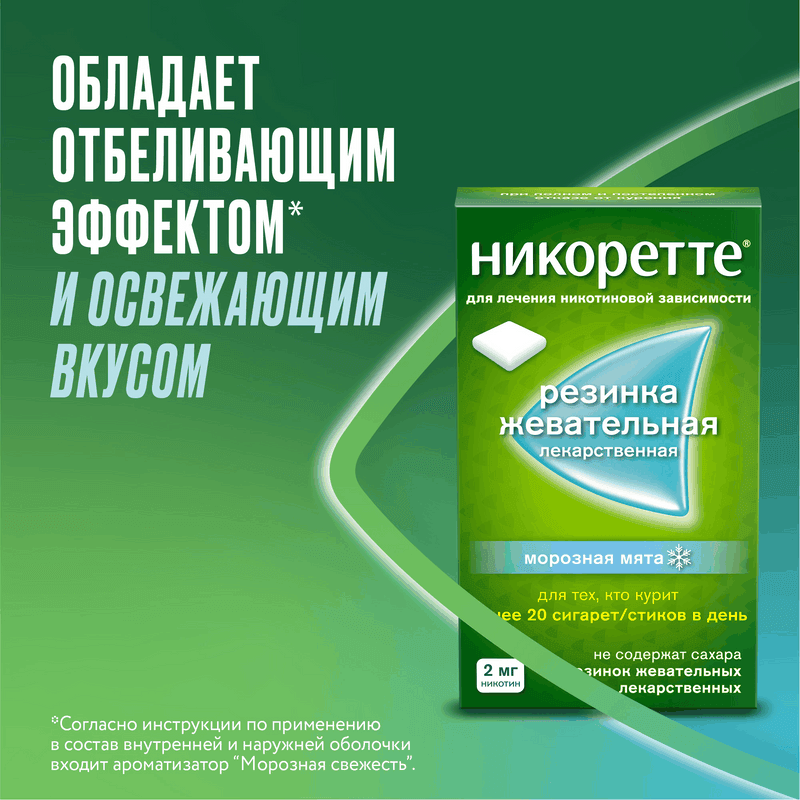 Никоретте 2 мг резинка жевательная лекарственная Морозная мята 30 шт