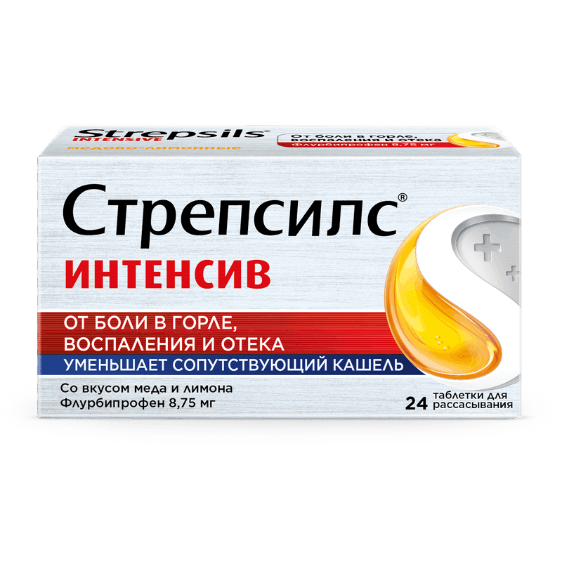 Стрепсилс Интенсив таблетки для рассасывания Мед-Лимон 24 шт
