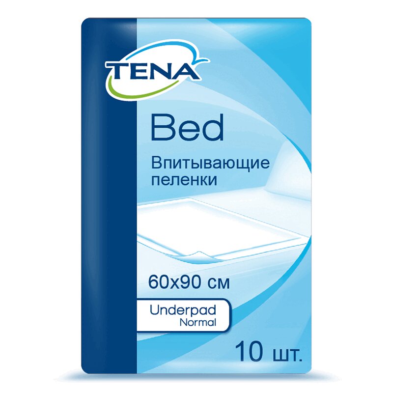 Изображение товара Tena Bed Underpad Normal Пеленки впитывающие одноразовые 60 см х 90 см 10 шт