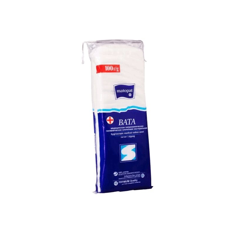 Изображение товара Медицинская нестерильная вата Зиг-Заг 100 г для гигиены и косметологических процедур