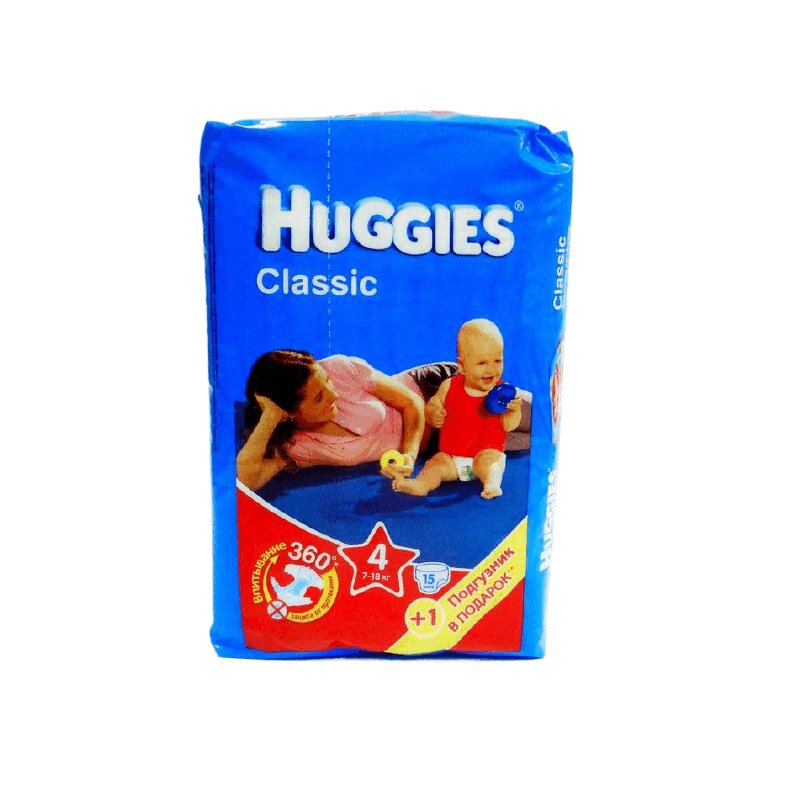 Изображение товара Подгузники Huggies Classic 4 для малышей 7-18 кг, 14 шт Чехия