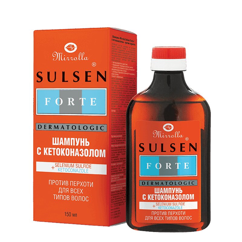 Изображение товара Шампунь Mirrolla Sulsen Forte с кетоконазолом против перхоти 150 мл