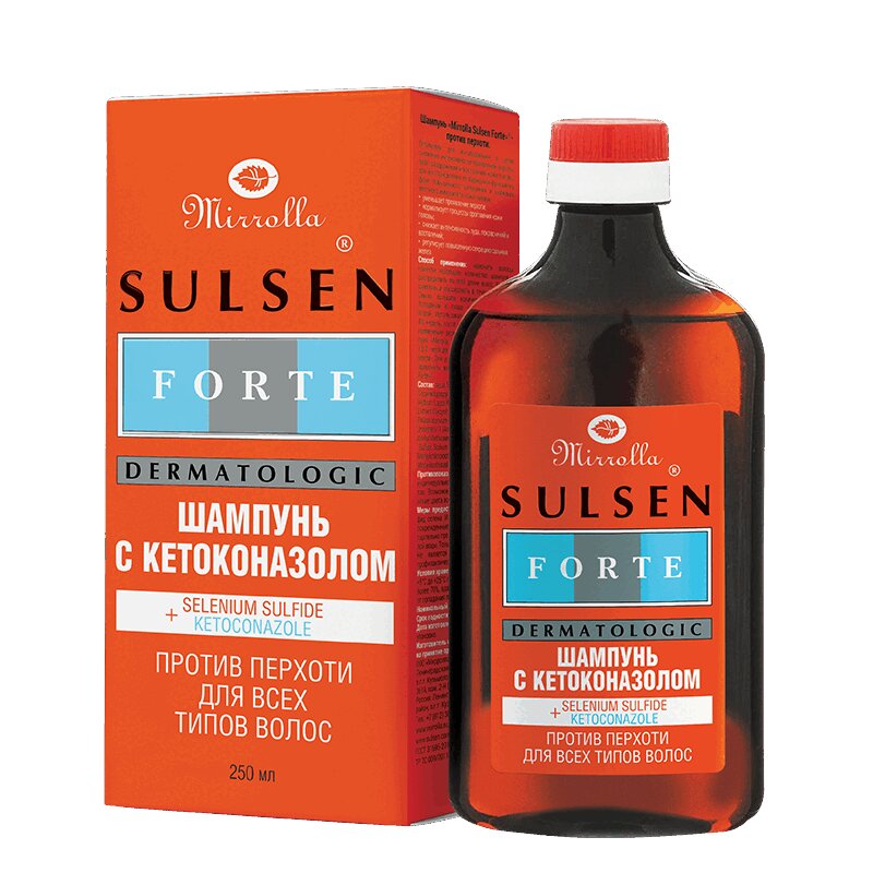 Изображение товара Шампунь Mirrolla Sulsen Forte с кетоконазолом против перхоти 250 мл