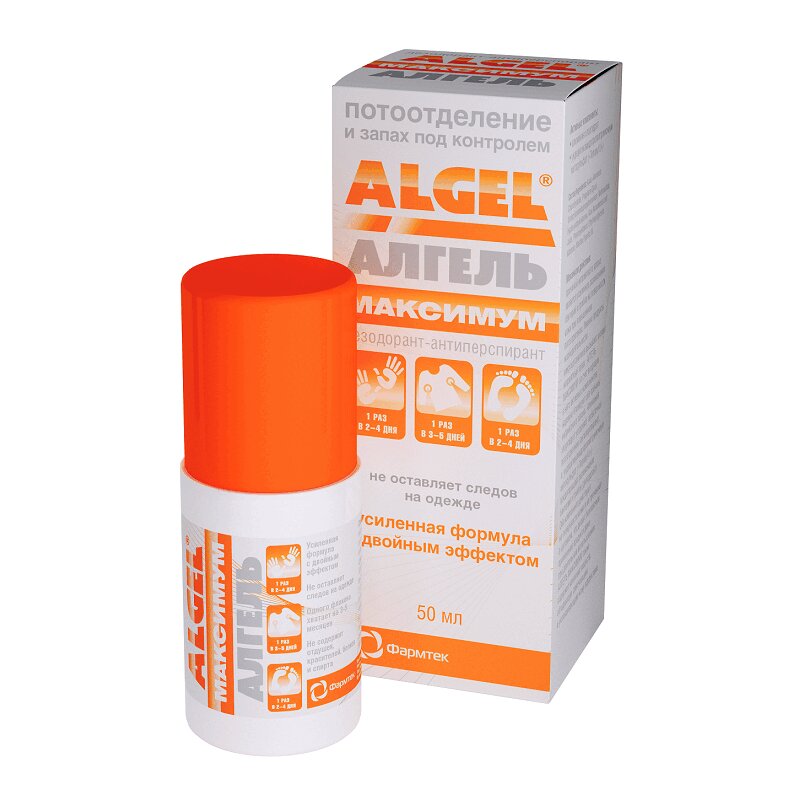Изображение товара Дезодорант-антиперспирант роликовый Алгель Максимум 50 мл для защиты от запаха