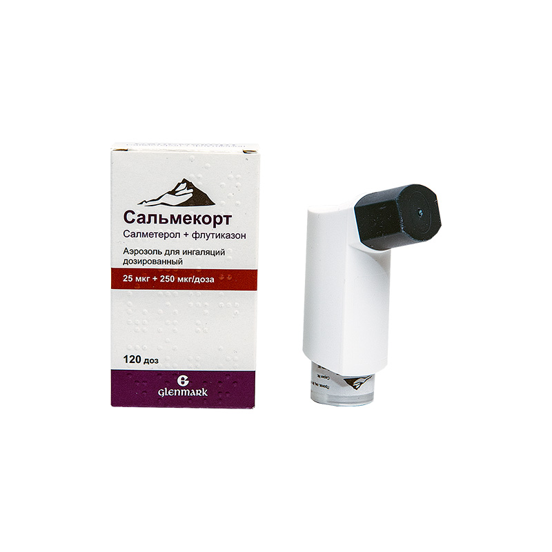 Изображение товара Сальмекорт аэрозоль 25 мкг/доза+250 мкг/доза, 120 доз, Индия