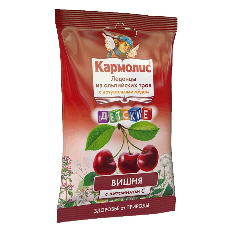 Изображение товара Кармолис леденцы с медом и витамином C для детей вишня 75 г - профилактика и лечение простуды