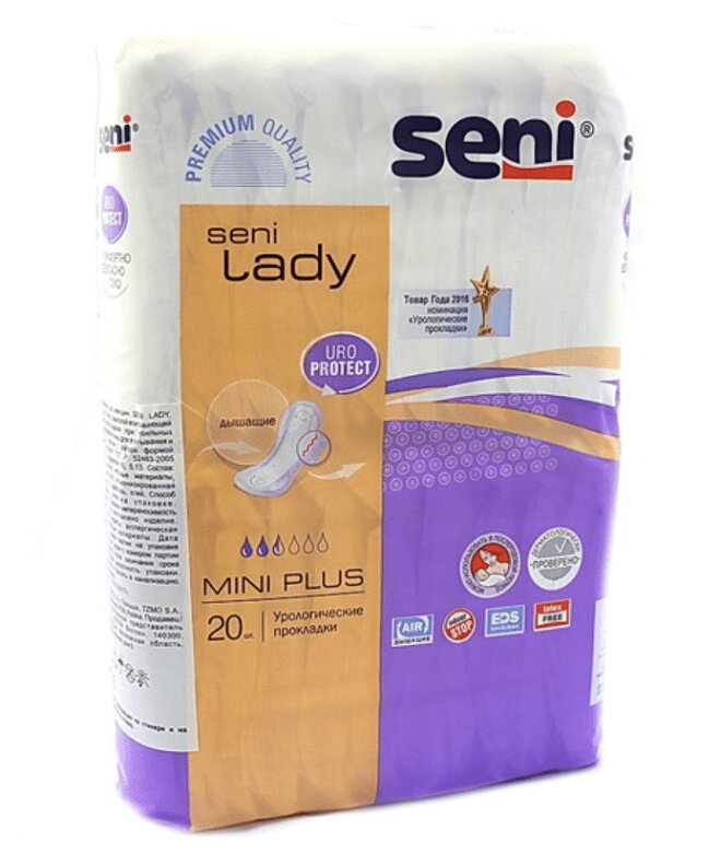 Изображение товара Урологические прокладки Seni Lady Mini Plus 20 шт для легкого недержания мочи