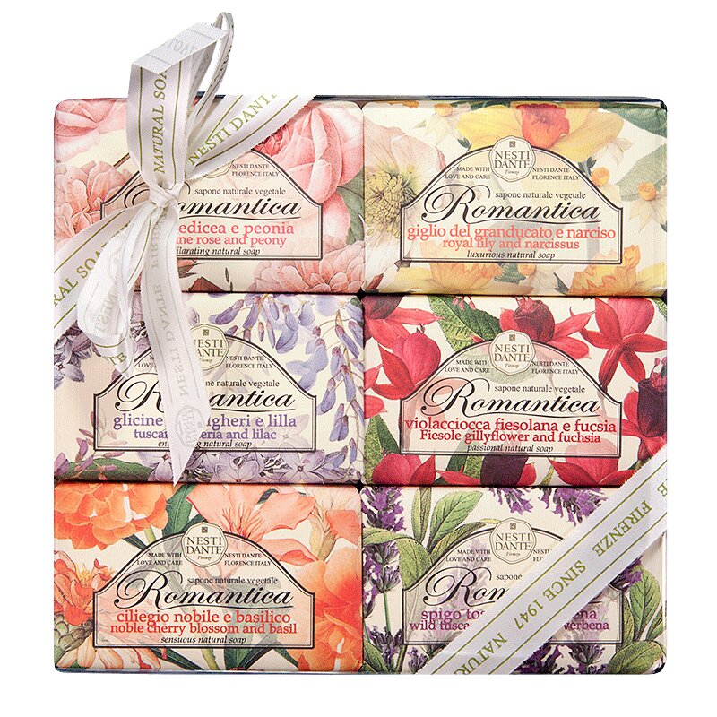 Изображение товара Набор мыл Nesti Dante Романтика 6 шт по 150 г натуральное итальянское мыло