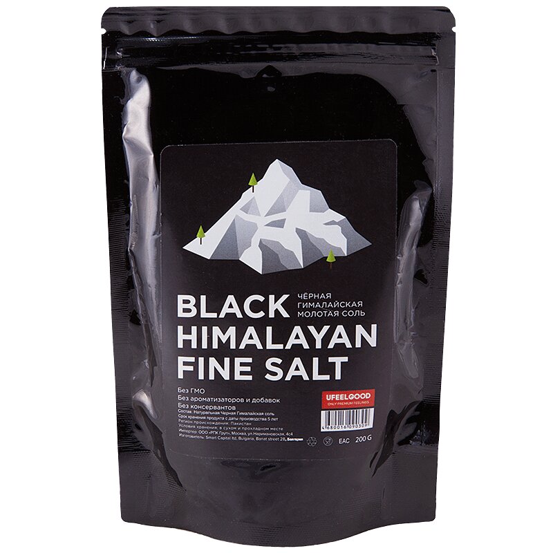 Изображение товара Гималайская черная соль Ufeelgood 200 г натуральный продукт для здоровья и кухни