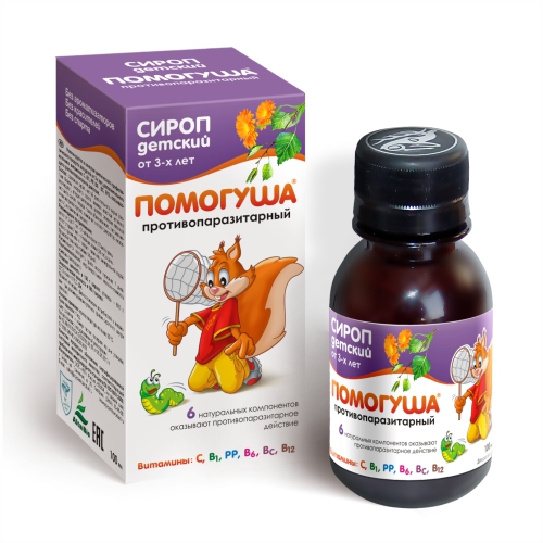 Изображение товара Помогуша Противпаразитарный сироп для детей 100 мл безопасное средство