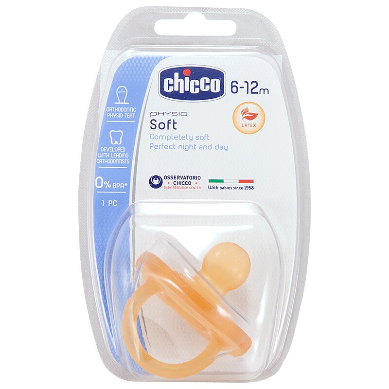 Изображение товара Латексная пустышка Chicco Physio Soft для детей 6-12 месяцев