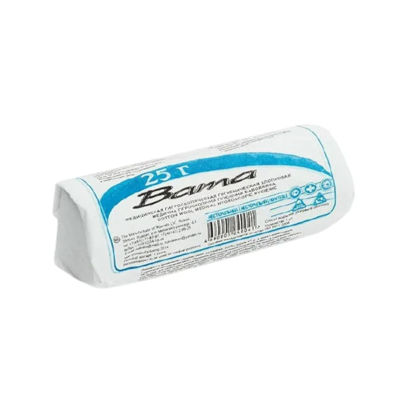 Изображение товара Медицинская хирургическая вата нестерильная 25 г Русвата