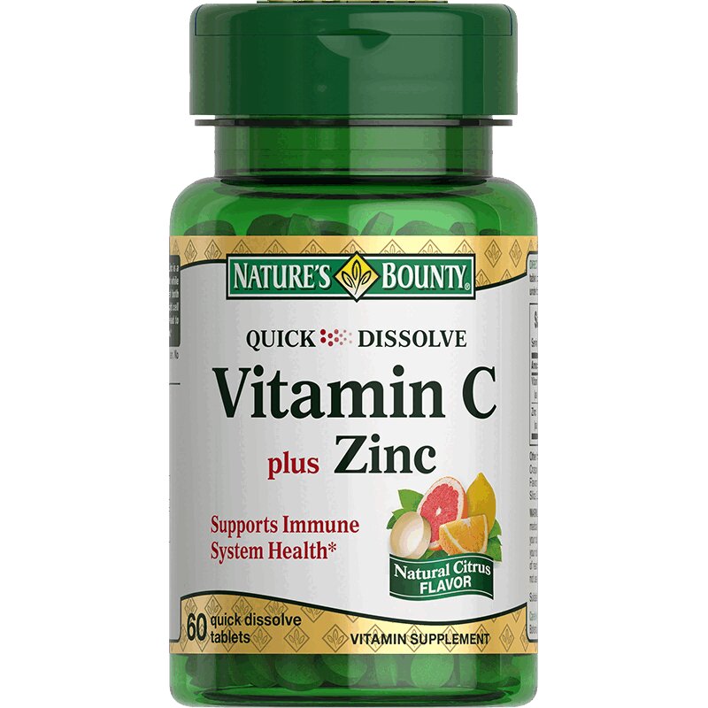 Изображение товара Nature's Bounty Витамин С плюс цинк таблетки для рассасывания 60 шт