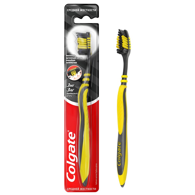 Изображение товара Зубная щетка Colgate Зиг Заг с древесным углем средней жесткости