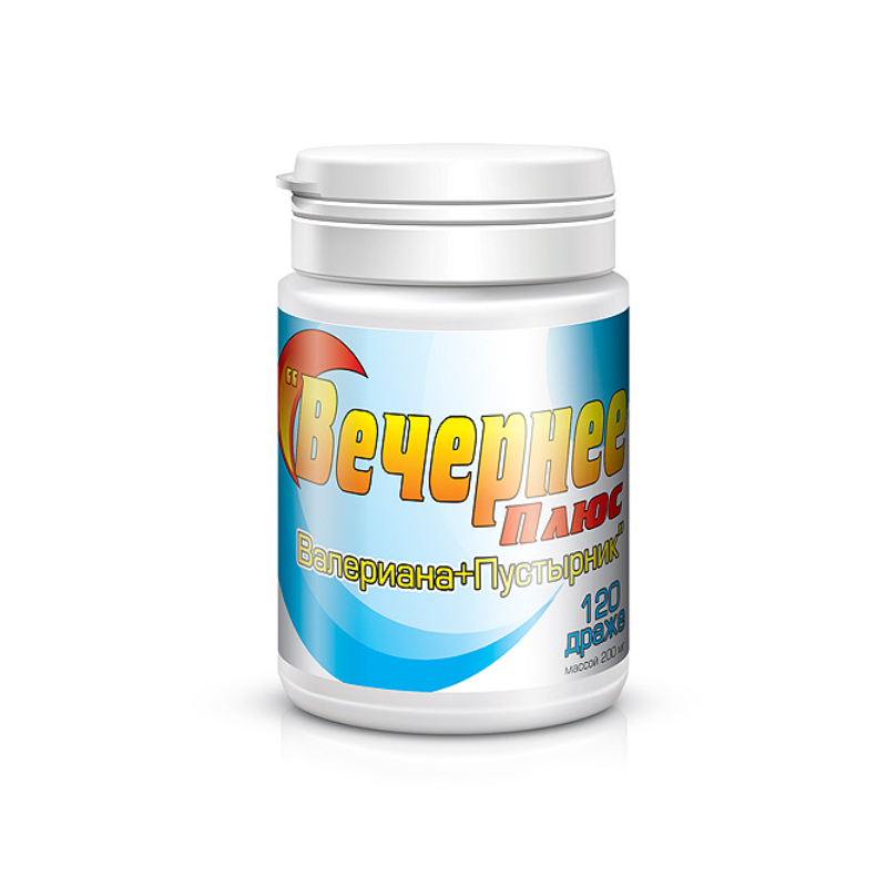 Изображение товара Вечернее Плюс Валериана+Пустырник драже 120 шт для сна