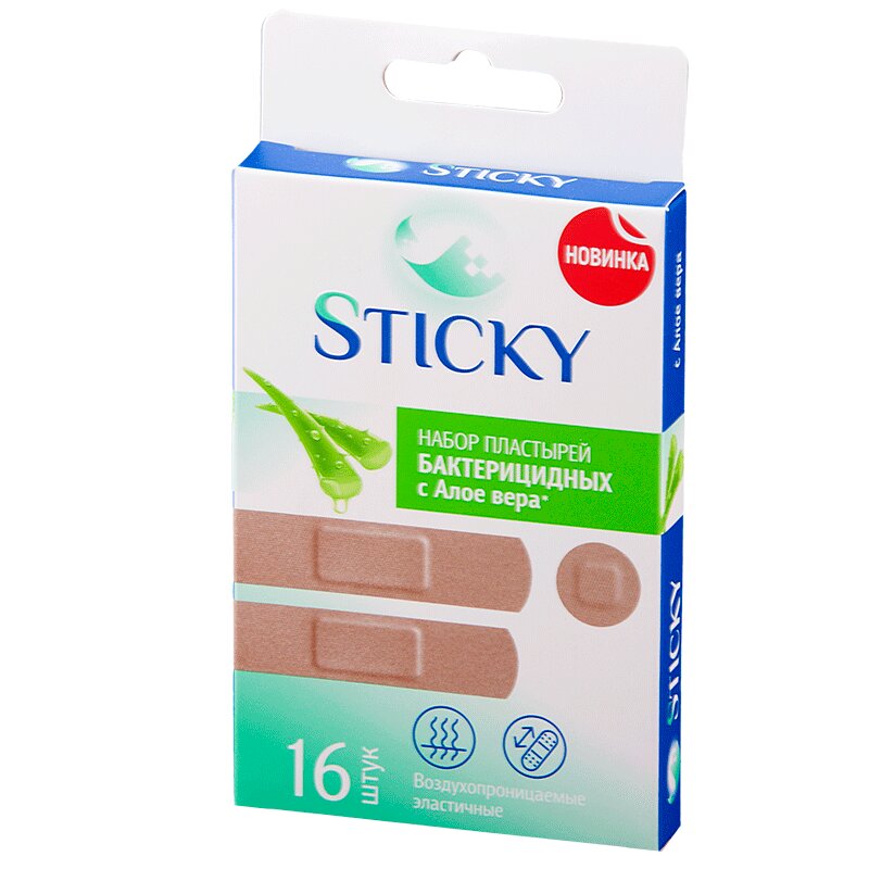 Изображение товара Sticky Пластырь бактерицидный универсальный Алоэ 16 шт
