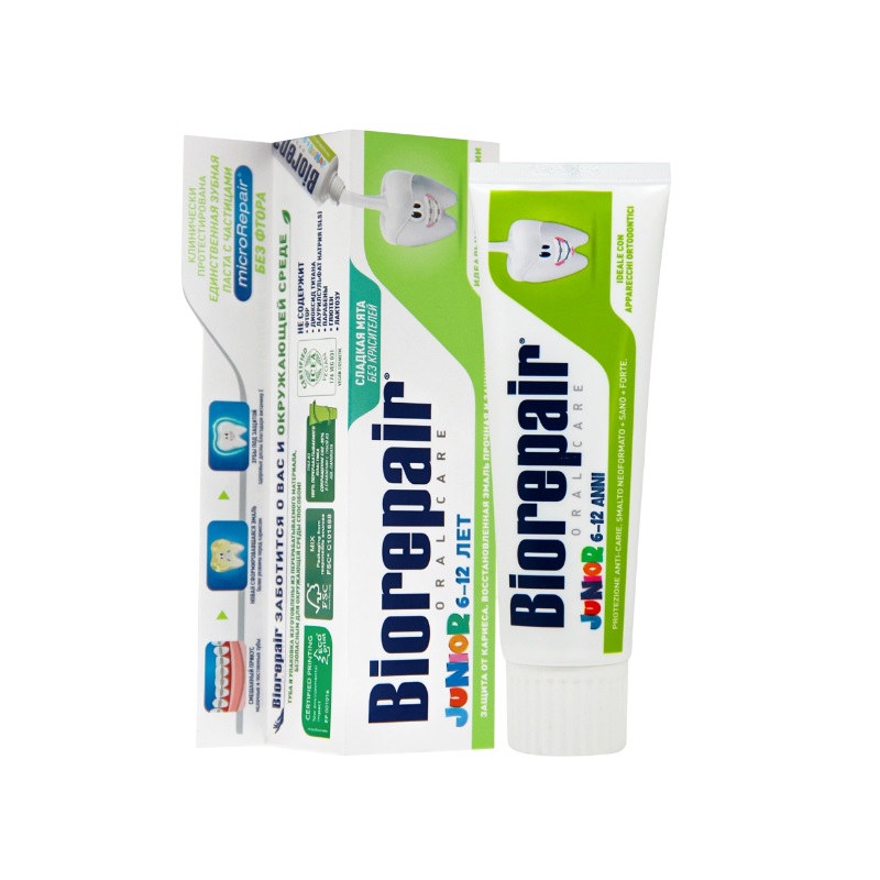 Изображение товара Biorepair Junior Зубная паста для детей 6-12 лет Сладкая мята 75 мл