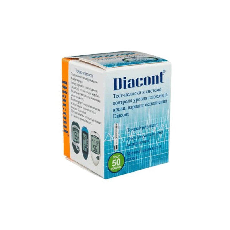 Изображение товара Тест-полоски для глюкометра Diacont 50 шт - быстрый и точный анализ