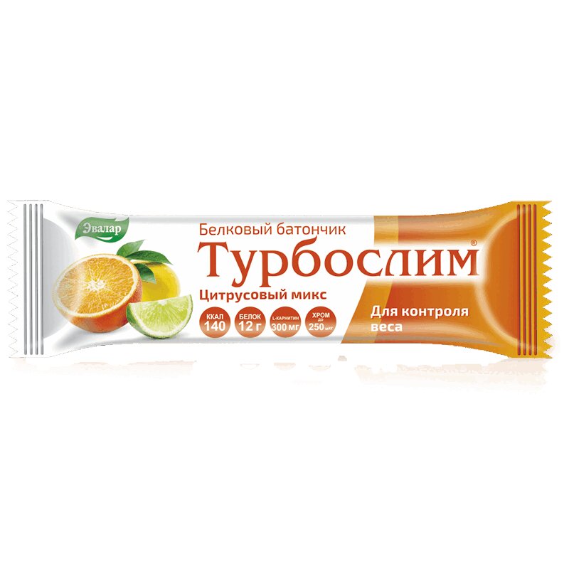 Изображение товара Белковый батончик Турбослим цитрусовый микс 50 г для похудения