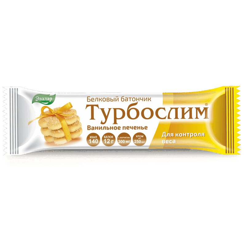 Изображение товара Белковый батончик Турбослим Ванильное печенье 50 г для похудения и снижения веса