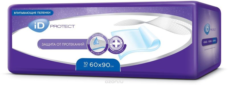 Изображение товара ID Protect Пеленка впитывающиеся 60х90 см 10 шт - гигиенические и медицинские средства