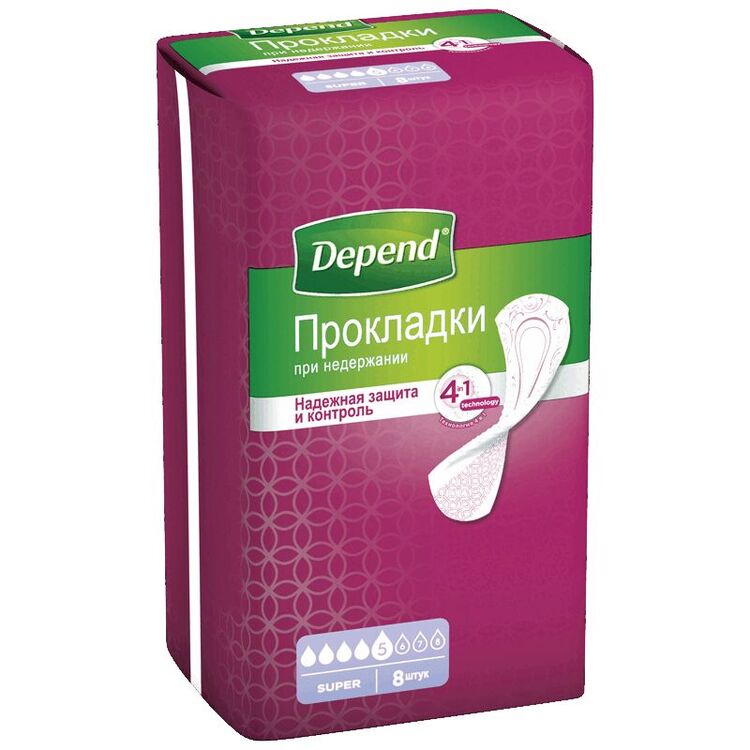 Изображение товара Depend Super Урологические прокладки 8 шт - надежная защита и комфорт