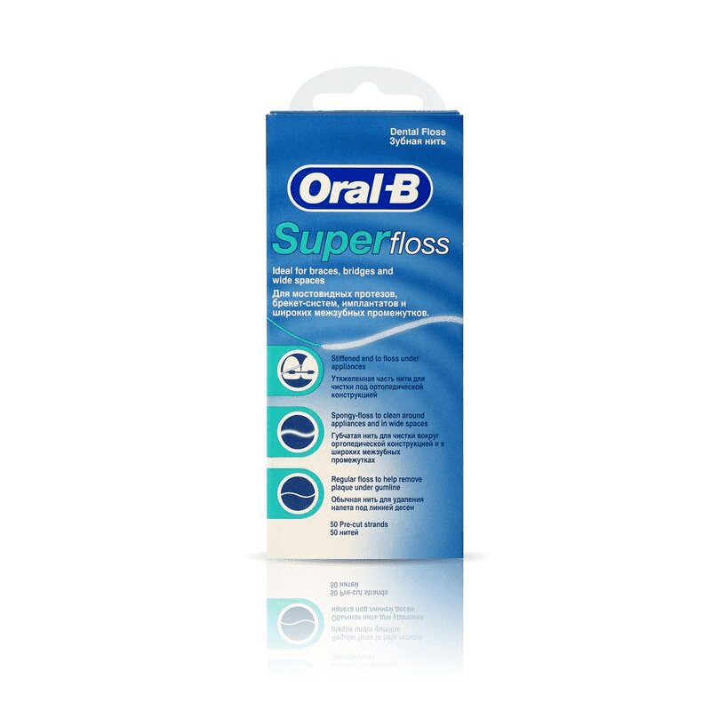 Изображение товара Oral-B Super Floss зубная нить для ортодонтических конструкций и межзубных промежутков 50 шт