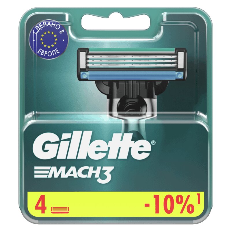 Изображение товара Сменные кассеты Gillette Mach3 4 шт для мужских бритвенных станков