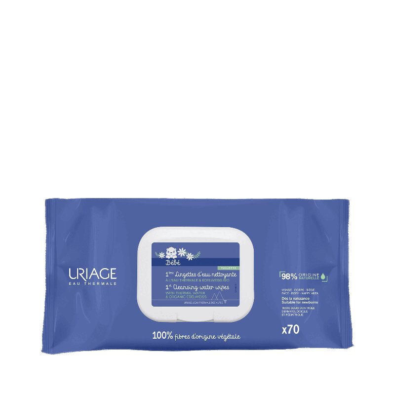 Изображение товара Uriage Bebe Очищающие салфетки для детей и новорожденных 70 шт