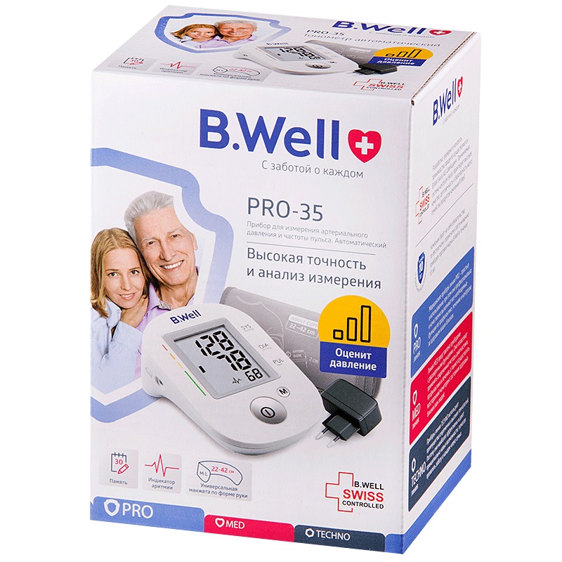 Изображение товара Тонометр автоматический B.Well PRO-35 с адаптером и манжетой