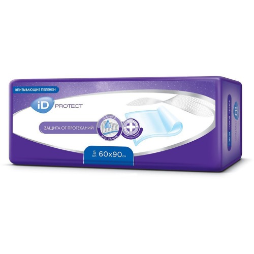 Изображение товара Пеленка впитывающаяся ID Protect 60x90 см 5 шт - мягкая и надежная гигиеническая защита