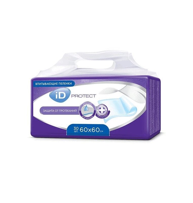 Изображение товара ID Protect Пеленка впитывающая 60х60 см 30 штук российского производства