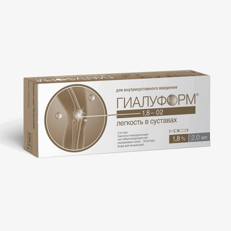 Изображение товара Гиалуформ 1,8% гель для внутрисуставного введения 2 мл шприц