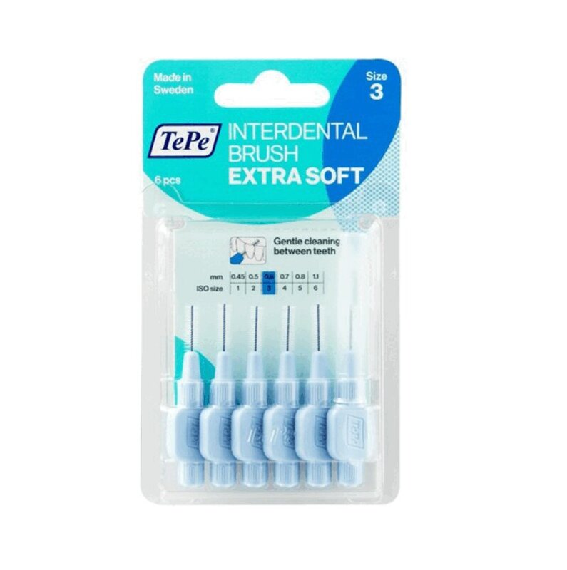 Изображение товара Межзубные ершики TePe Интердентал Браш р3 0,6 мм синие 6 шт для гигиены полости рта