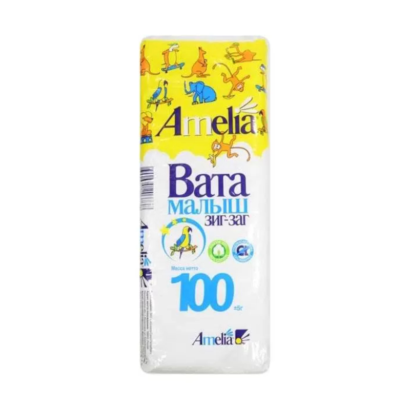 Изображение товара Медицинская нестерильная вата Амелия Зиг-Заг 100 г для деликатных процедур