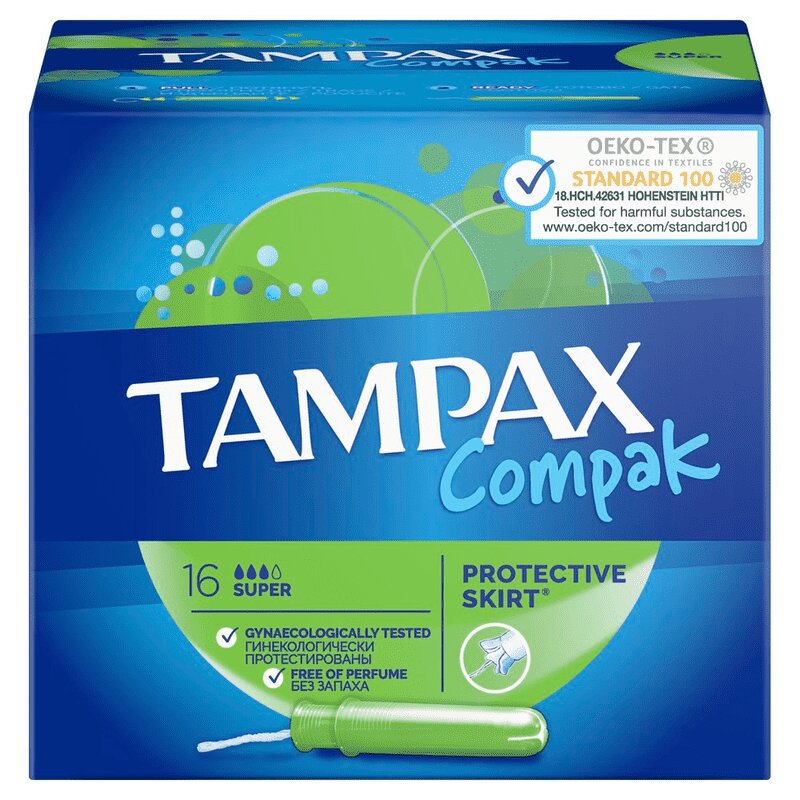 Изображение товара Тампоны Tampax Compak Super с аппликатором 16 шт надежная защита