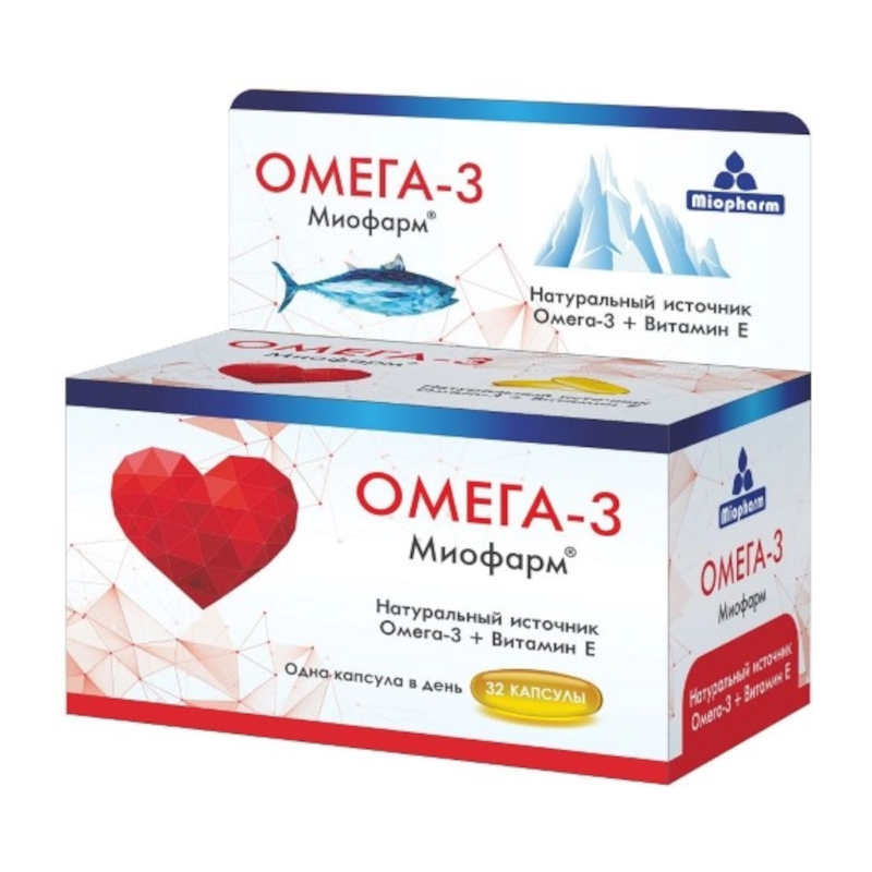 Изображение товара Миофарм Омега-3 капсулы 32 шт - для здоровья сердца и мозга