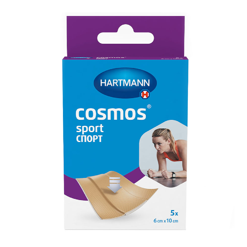 Изображение товара Эластичный гипоаллергенный пластырь Cosmos Sport 6x10 см 5 шт защита кожи